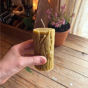 Homemade All-Natural Toxic Free 100% Beeswax Mushroom "Log" Candle